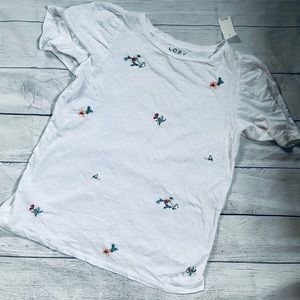Loft floral embroidered top NWT size small